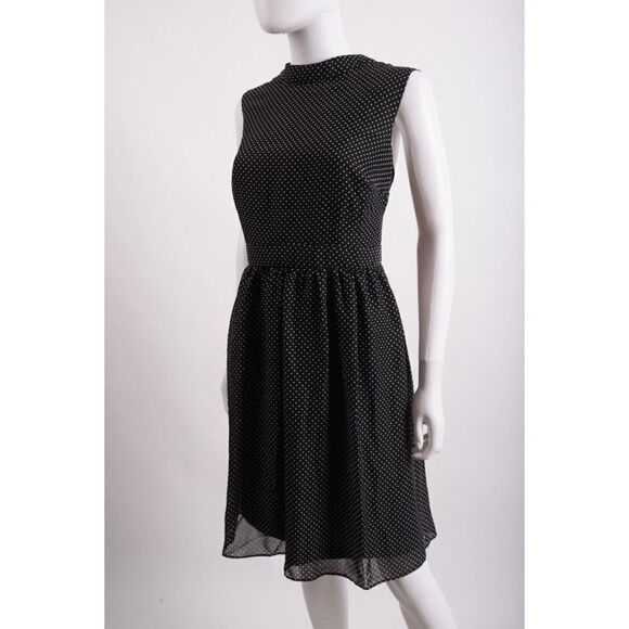 Liza Luxe Women Dress A-line 1X Black White Polka Dot Knee Length Sleeveless NWT - Picture 4 of 6